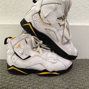 Jordan Kids White and Yellow High-Top Sneakers